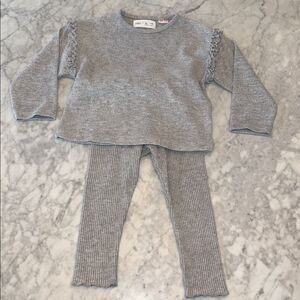 ZARA Gray Knit Sweater and Leggings Set 2Y